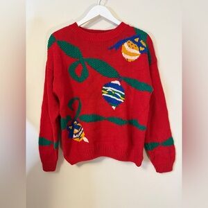 Ninon De Lenclos Vintage 90’s Red CHRISTMAS SWEATER Holiday Ugly Large